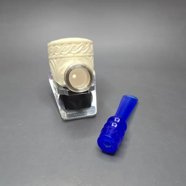 MBSD Meerschaum Silver Floral Bullcap Reverse Calabash Block Meerschaum Pipe, New - Image 14