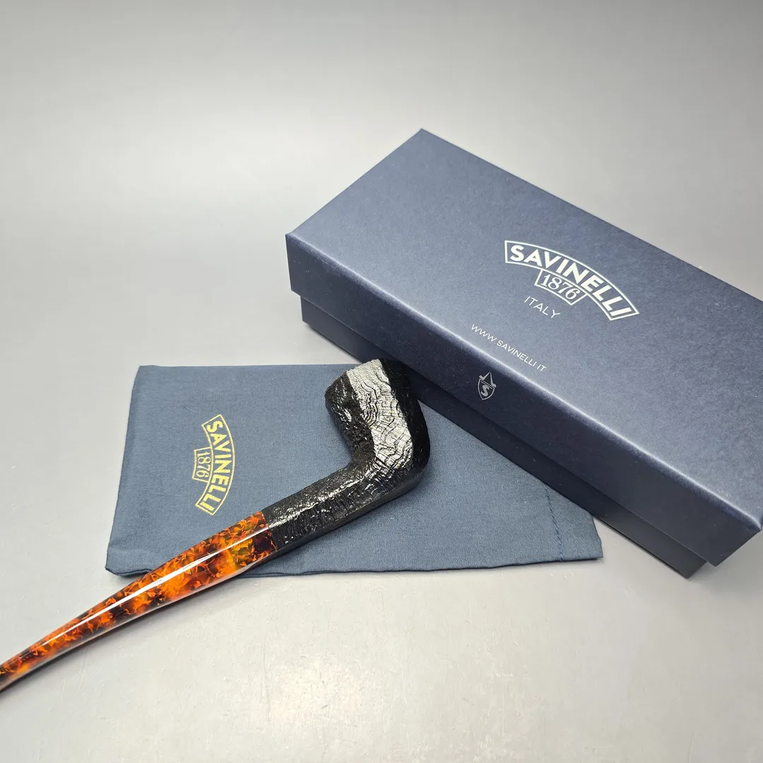 Savinelli Ottagono Long II Sandblasted Panel Dublin Briar Pipe, New, 6mm - Image 2