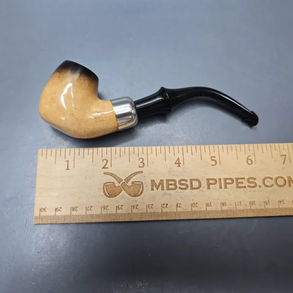 Belt (London Meerschaum) Fumed African Block Meerschaum Bent Billiard with Les Wood Silver (Unsmoked Estate) - Image 13