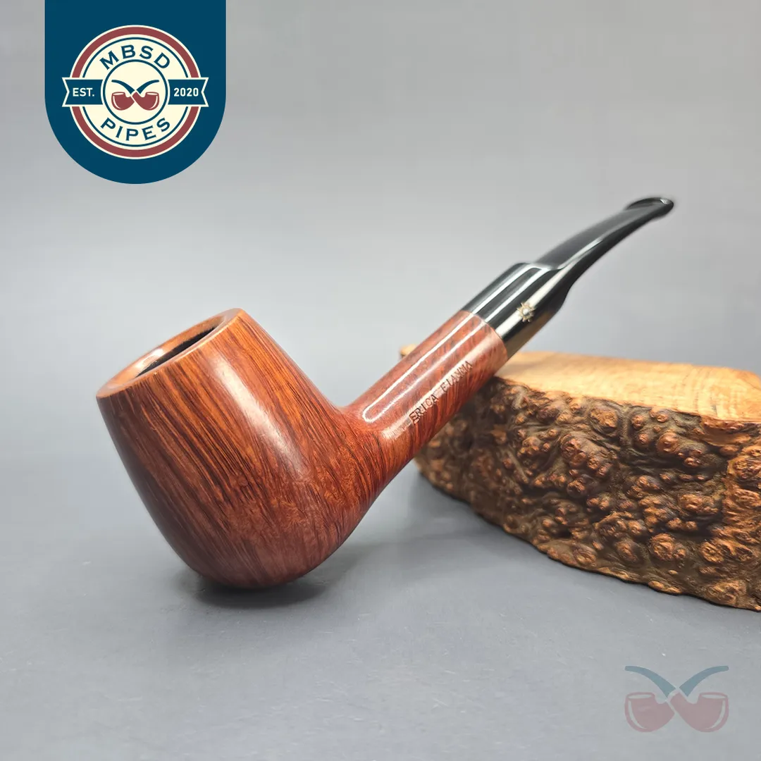 Savinelli Erica Fiamma 144 KS Smooth Brandy Estate Briar Pipe, Italian Estates