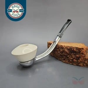 Falcon Bent Dental w/ MBSD Meerschaum Smooth Dublin Block Meerschaum Bowl Pipe, New