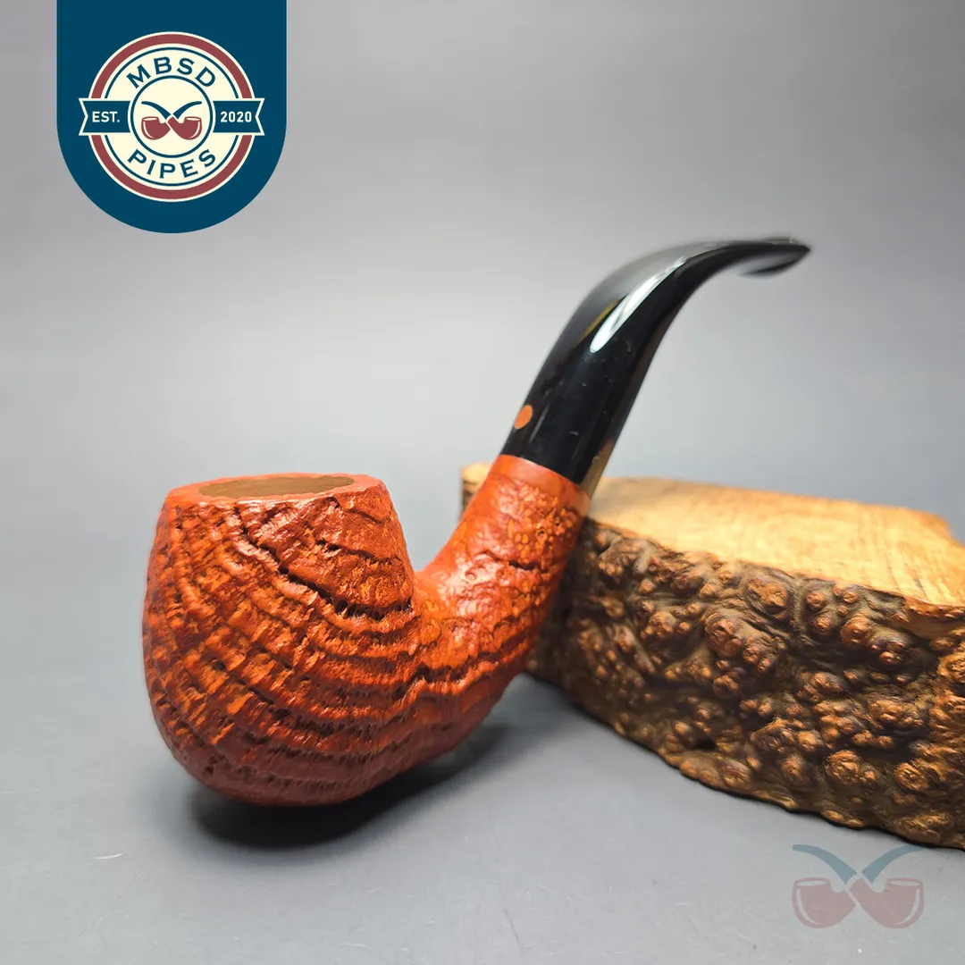 Calibano (Mastro de Paja) 119 C4 Sandblasted Bent Billiard Estate Briar Pipe, Unsmoked