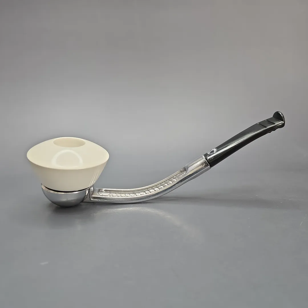 Falcon Bent Dental w/ MBSD Meerschaum Smooth Dublin Block Meerschaum Bowl Pipe, New - Image 2