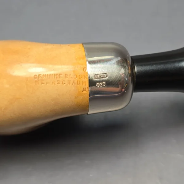 Belt Fumed & Floral Carved African Block Meerschaum Bent Billiard w/ Les Wood Silver Estate Pipe, Unsmoked - Image 12