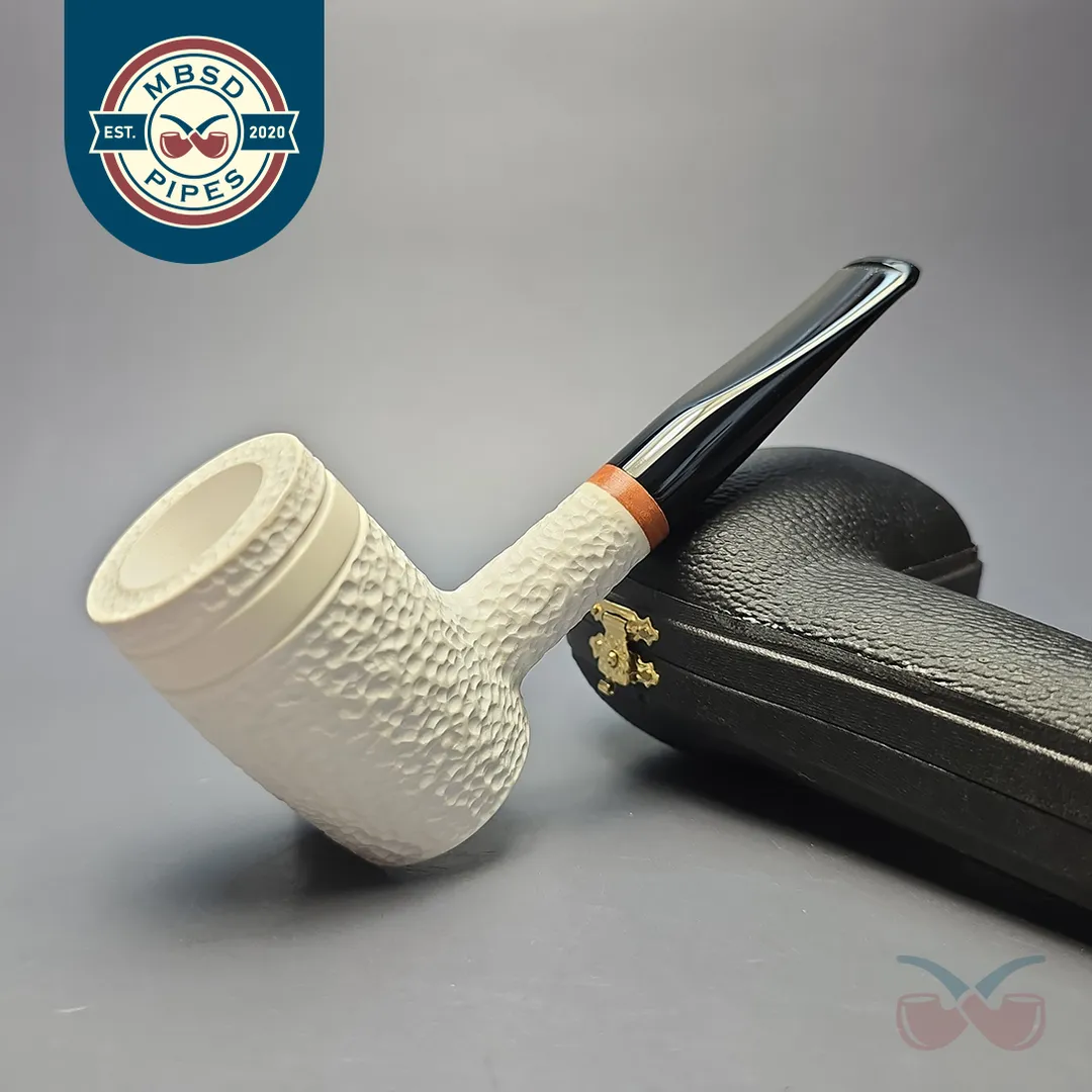 MBSD Meerschaum Deluxe Rusticated "Whittler" Poker with Briar-Mortise (New)