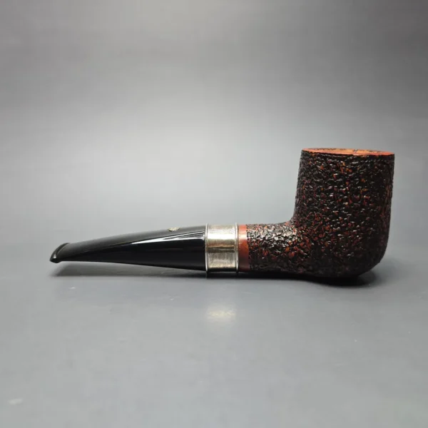 Mastro de Paja Unica Commissioner Rusticated Billiard w/ Silver Estate Briar Pipe, Unsmoked, 9mm - Image 4
