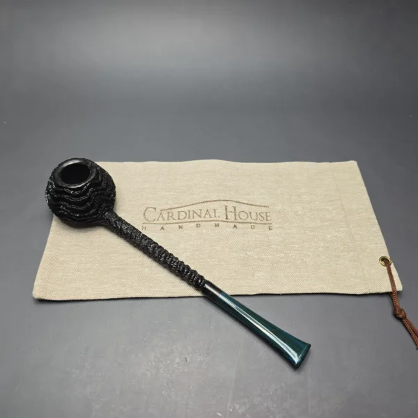 Walt Cannoy Cardinal House Munn Rusticated Pencil Shank Prince Handmade Briar Pipe, New - Image 13