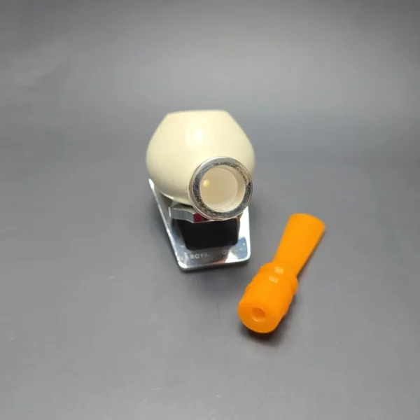 MBSD Meerschaum Silver Smooth Author w/ Lattice Carvings Reverse Calabash Block Meerschaum Pipe, New - Image 14