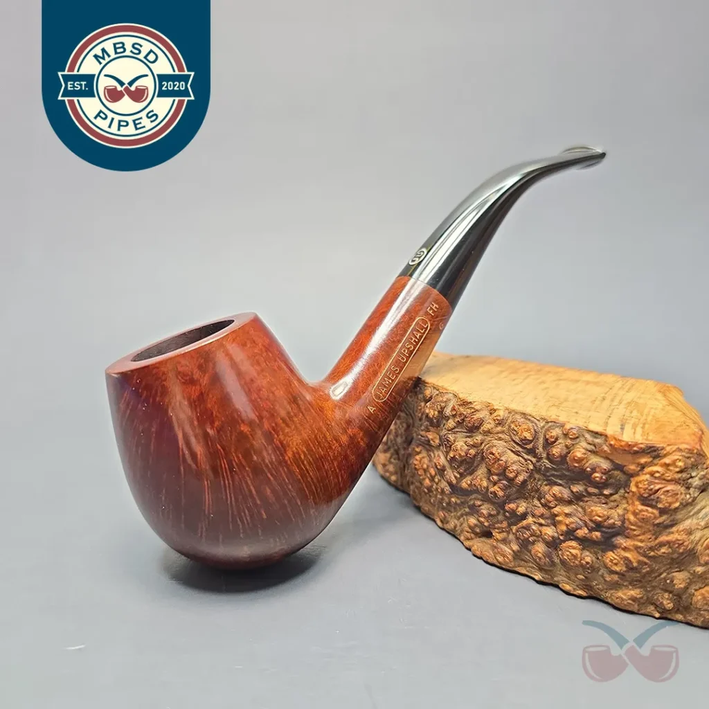 James Upshall A Grade Group 6 Smooth "Large Semi-Bent" Billiard Estate Briar Pipe, Unsmoked