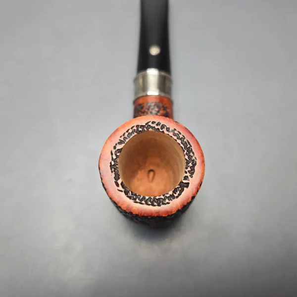 Mastro de Paja Unica Commissioner Rusticated Billiard w/ Silver Estate Briar Pipe, Unsmoked, 9mm - Image 7