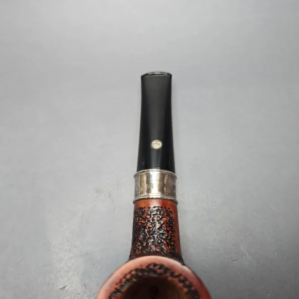 Mastro de Paja Unica Commissioner Rusticated Billiard w/ Silver Estate Briar Pipe, Unsmoked, 9mm - Image 8
