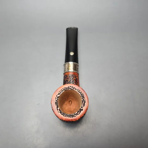 Mastro de Paja Unica Commissioner Rusticated Billiard w/ Silver Estate Briar Pipe, Unsmoked, 9mm - Image 9