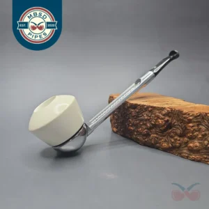 Falcon Chrome Dental w/ MBSD Meerschaum Dublin Block Meerschaum Bowl Pipe, New