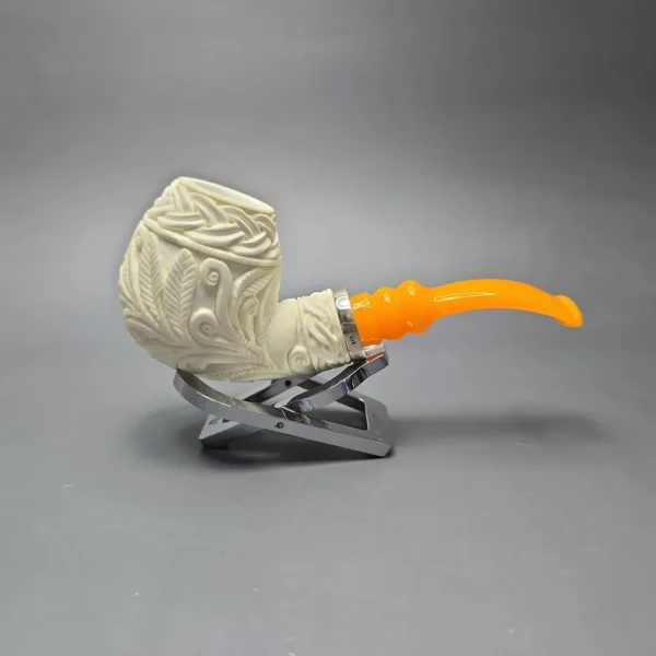 MBSD Meerschaum Silver Floral Brandy Reverse Calabash Block Meerschaum Pipe, New - Image 3