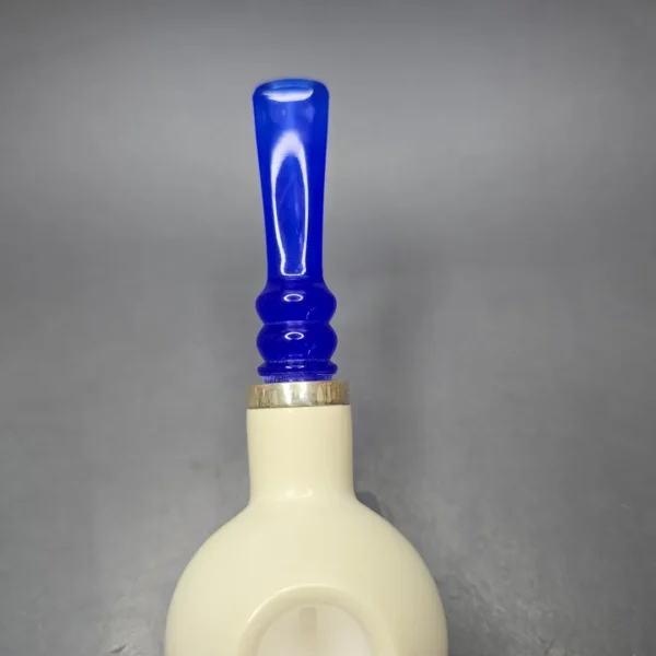 MBSD Meerschaum Silver Smooth Author Reverse Calabash Block Meerschaum Pipe, New - Image 9