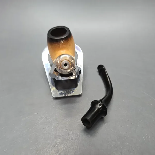 Belt (London Meerschaum) Fumed African Block Meerschaum Bent Billiard with Les Wood Silver (Unsmoked Estate) - Image 15