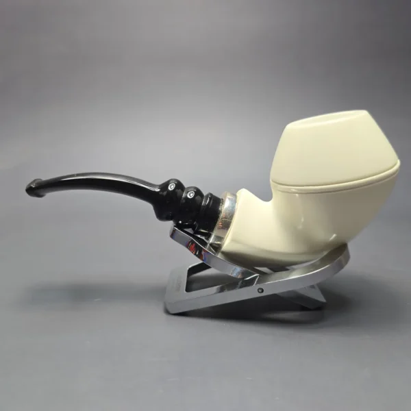 MBSD Meerschaum Silver Smooth Danish Bulldog Reverse Calabash Block Meerschaum Pipe, New - Image 5