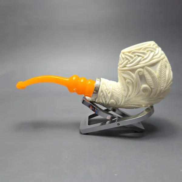 MBSD Meerschaum Silver Floral Brandy Reverse Calabash Block Meerschaum Pipe, New - Image 5