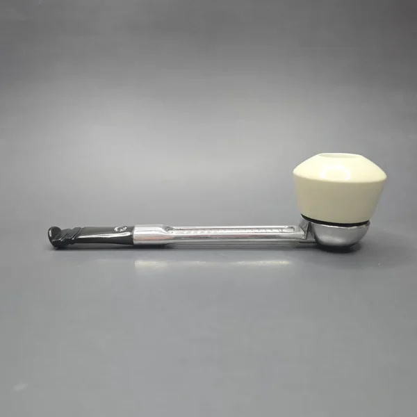 Falcon Chrome Dental w/ MBSD Meerschaum Dublin Block Meerschaum Bowl Pipe, New - Image 4