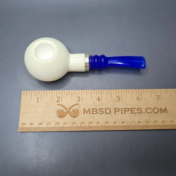 MBSD Meerschaum Silver Smooth Author Reverse Calabash Block Meerschaum Pipe, New - Image 12