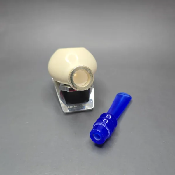 MBSD Meerschaum Silver Smooth Author Reverse Calabash Block Meerschaum Pipe, New - Image 15