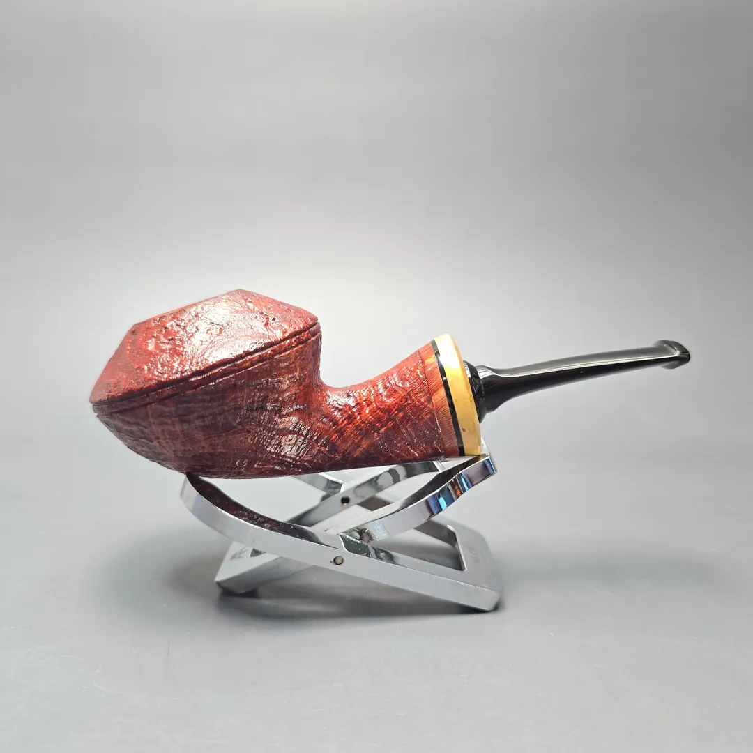Graziano Tendi Sandblasted Bullcap Rhodesian w/ Boxwood Handmade Briar Pipe, New - Image 2