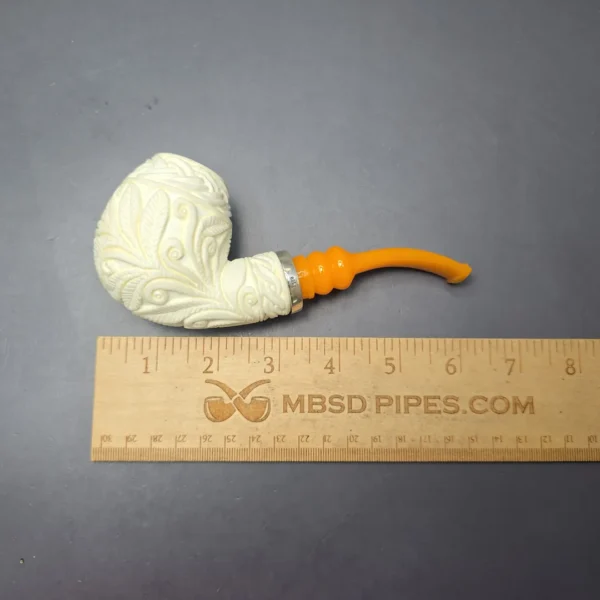 MBSD Meerschaum Silver Floral Brandy Reverse Calabash Block Meerschaum Pipe, New - Image 11