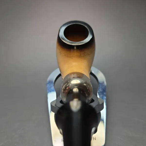 Belt (London Meerschaum) Fumed African Block Meerschaum Bent Billiard with Les Wood Silver (Unsmoked Estate) - Image 6