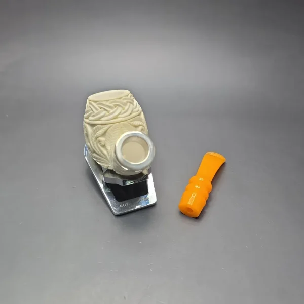 MBSD Meerschaum Silver Floral Brandy Reverse Calabash Block Meerschaum Pipe, New - Image 13