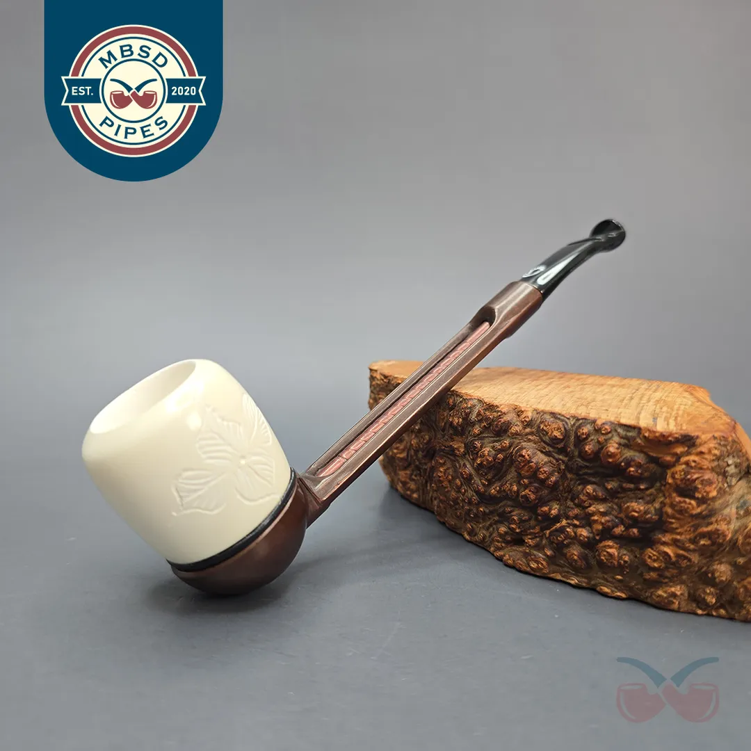 Falcon Extra Curved w/ MBSD Meerschaum Billiard Block Meerschaum Bowl Pipe, New