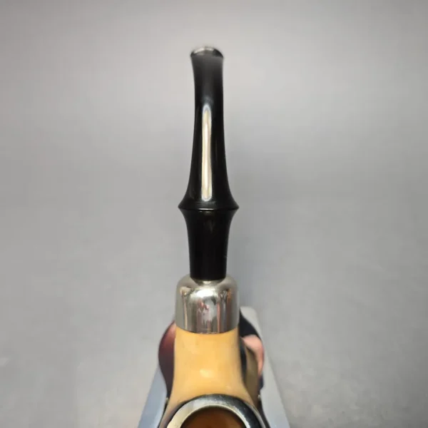 Belt (London Meerschaum) Fumed African Block Meerschaum Bent Billiard with Les Wood Silver (Unsmoked Estate) - Image 8