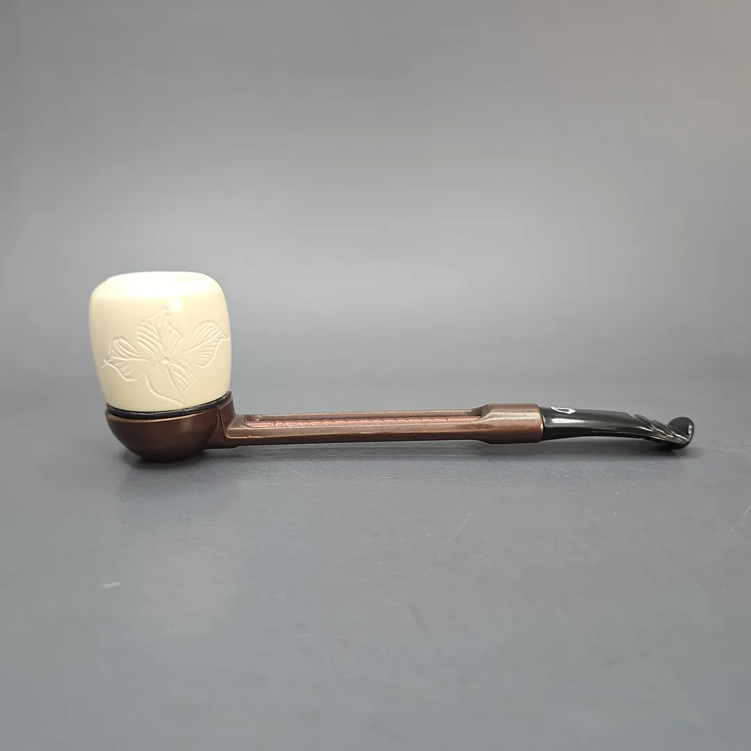 Falcon Extra Curved w/ MBSD Meerschaum Billiard Block Meerschaum Bowl Pipe, New - Image 2