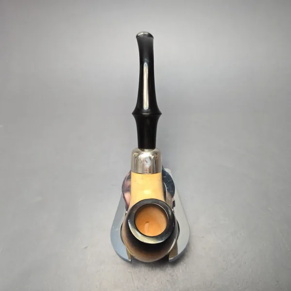 Belt (London Meerschaum) Fumed African Block Meerschaum Bent Billiard with Les Wood Silver (Unsmoked Estate) - Image 9
