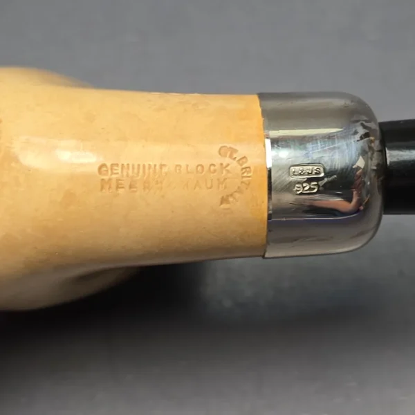 Belt (London Meerschaum) Fumed African Block Meerschaum Bent Billiard with Les Wood Silver (Unsmoked Estate) - Image 12