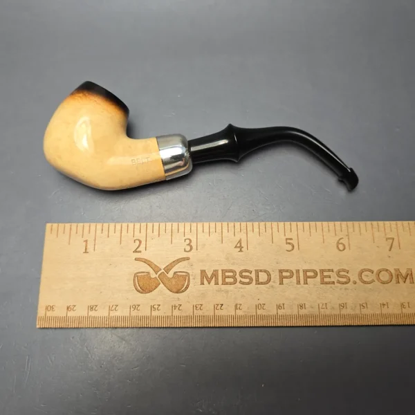 Belt (London Meerschaum) Fumed African Block Meerschaum Bent Billiard with Les Wood Silver (Unsmoked Estate) - Image 13