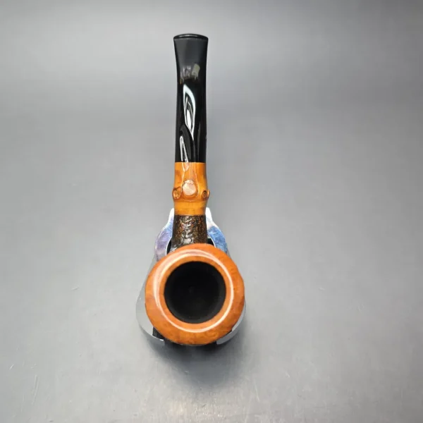 Savinelli Autograph (5) Partially Sandblasted Bent Billiard with Bamboo (Estate) - Image 7