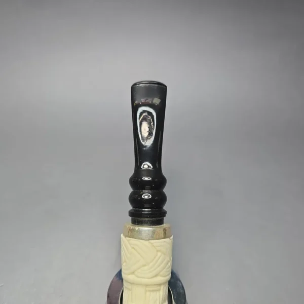 MBSD Meerschaum Silver Guilloche Calabash Reverse Calabash Block Meerschaum Pipe, New - Image 7