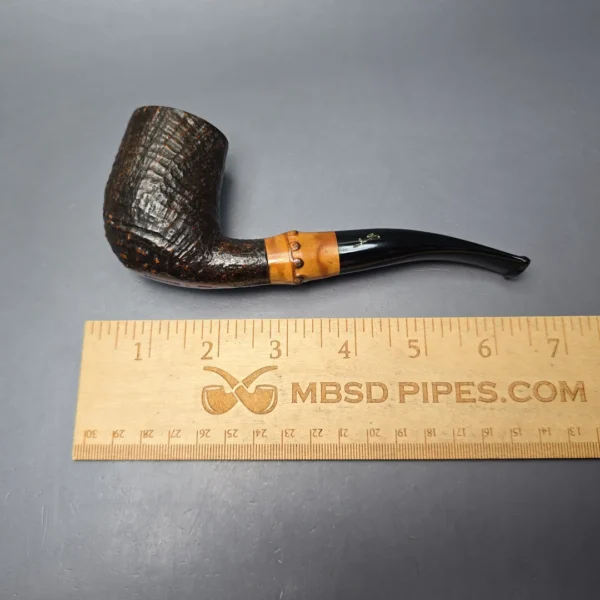 Savinelli Autograph (5) Partially Sandblasted Bent Billiard with Bamboo (Estate) - Image 10