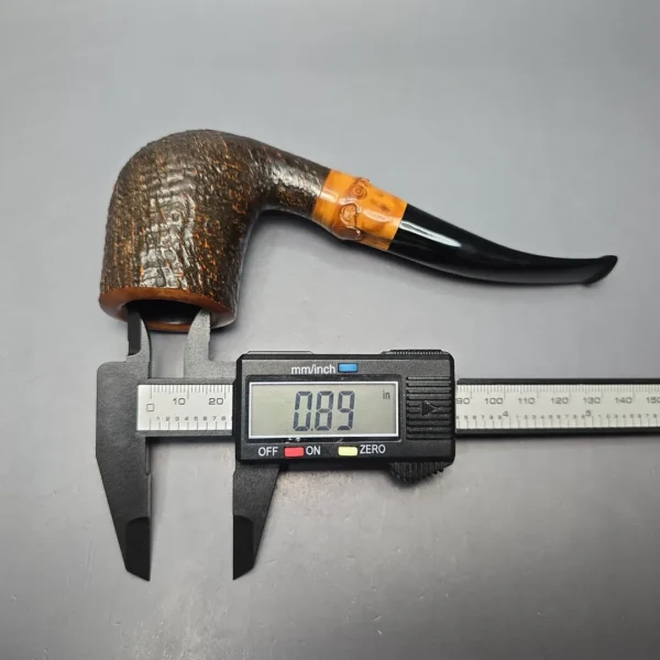 Savinelli Autograph (5) Partially Sandblasted Bent Billiard with Bamboo (Estate) - Image 11