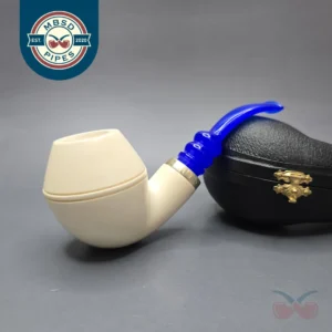 MBSD Meerschaum Silver XL Smooth Rhodesian Reverse Calabash Block Meerschaum Pipe, New