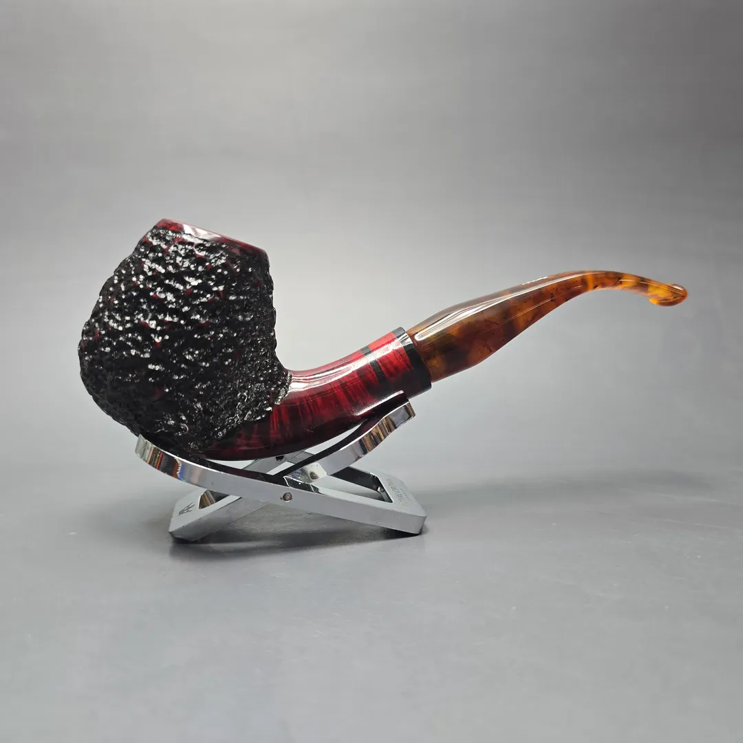 Aalborg (Nording) Tinder Box Freehand XL Partially Rusticated Brandy Estate Briar Pipe, Danish Estates, 9mm - Image 2