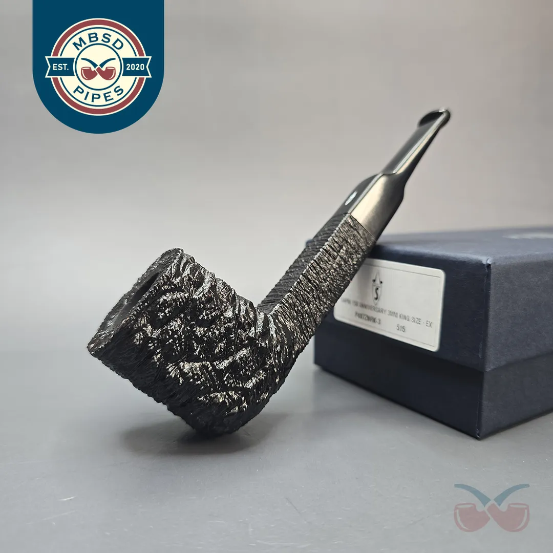 Savinelli 150th Anniversary Capri Root Briar 515 KS Rusticated Bent Billiard Briar Pipe, New