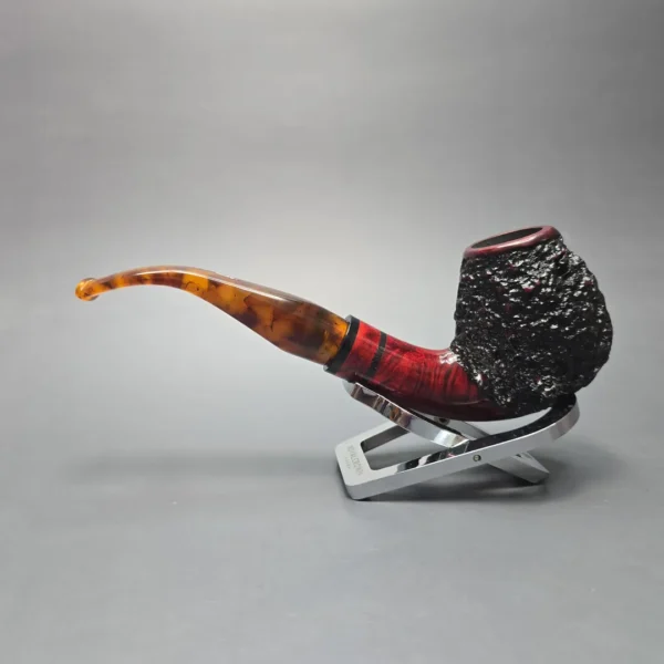 Aalborg (Nording) Tinder Box Freehand XL Partially Rusticated Brandy Estate Briar Pipe, Danish Estates, 9mm - Image 4