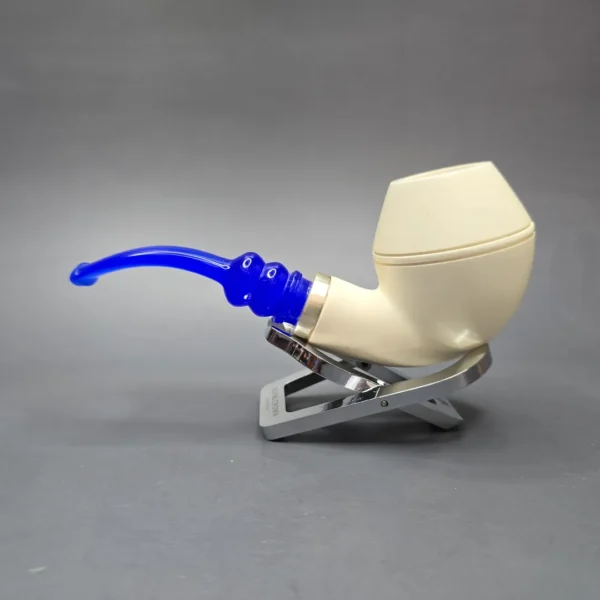 MBSD Meerschaum Silver XL Smooth Rhodesian Reverse Calabash Block Meerschaum Pipe, New - Image 5