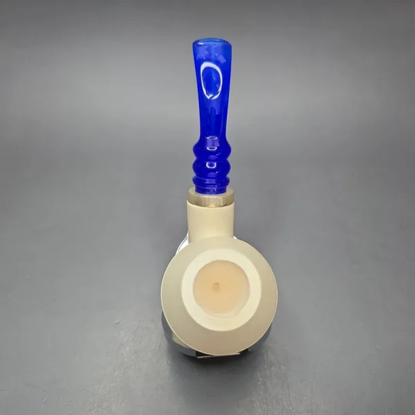 MBSD Meerschaum Silver XL Smooth Rhodesian Reverse Calabash Block Meerschaum Pipe, New - Image 10