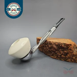 Falcon Shillelagh Chrome w/ MBSD Meerschaum Dublin Block Meerschaum Bowl Pipe, New