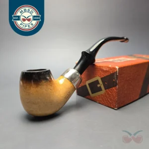 Belt Fumed African Block Meerschaum Bent Billiard w/ Les Wood Silver Estate Pipe, Unsmoked