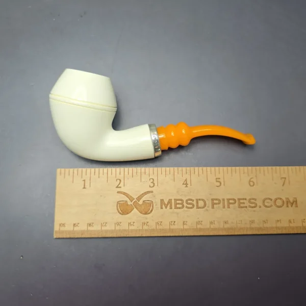 MBSD Meerschaum Silver Smooth Rhodesian Reverse Calabash Block Meerschaum Pipe, New - Image 12