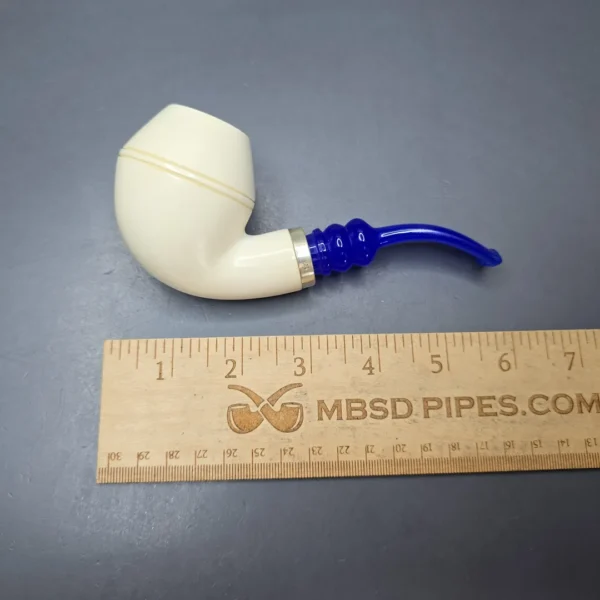 MBSD Meerschaum Silver XL Smooth Rhodesian Reverse Calabash Block Meerschaum Pipe, New - Image 12