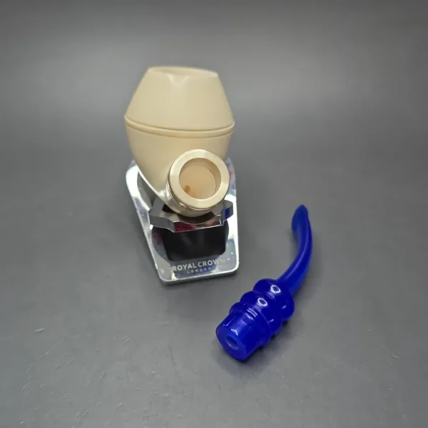 MBSD Meerschaum Silver XL Smooth Rhodesian Reverse Calabash Block Meerschaum Pipe, New - Image 14